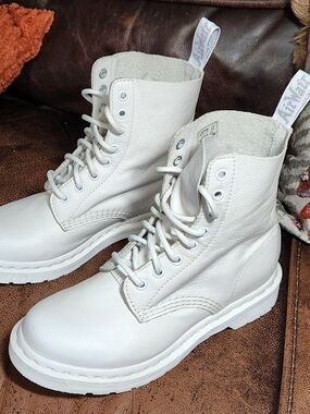 Dr. Martens White  Mono Lace-Up Boots Size 7